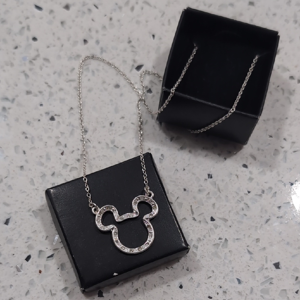 Silver Mickey Mouse Pendant Necklace